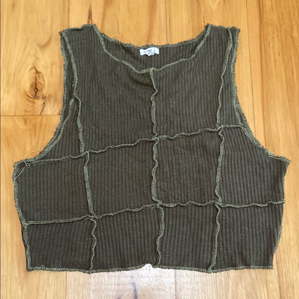 Garage Green Ribbed Crop Tank Top